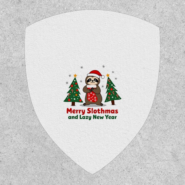 Funny Xmas Lights Stocking Santa Hat Sloth Christm Patch (Front)