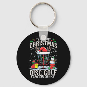 Funny Xmas Lights This Is My Christmas Disc Golf P Keychain