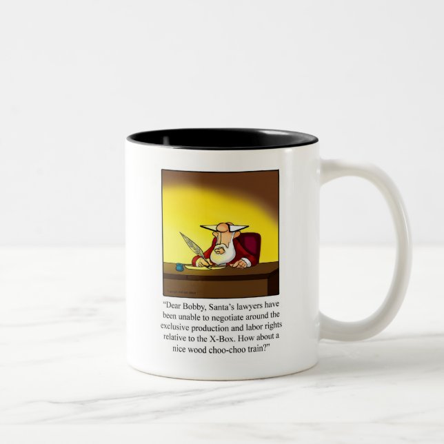 Funny Xmas Mug Santa"s Lawyers (Right)