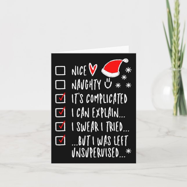 Funny Xmas Nice Naughty List I Can Explain - I Swe Card (Front)
