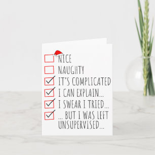 Funny Xmas Nice Naughty List I Can Explain I Swear Card