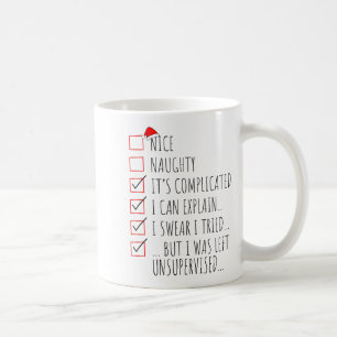 Funny Xmas Nice Naughty List I Can Explain I Swear Coffee Mug
