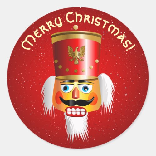 Funny Xmas Nutcracker Classic Round Sticker