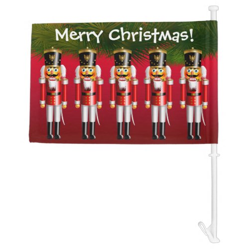 Funny Xmas Nutcrackers Cartoon Car Flag