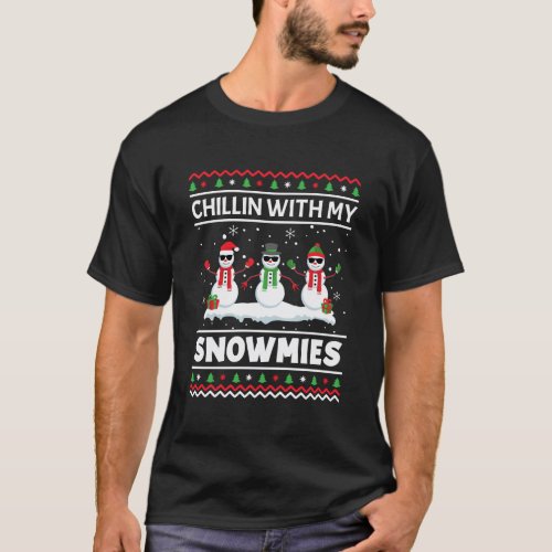 Funny Xmas Pajama Ugly Christmas Chillin With My S T_Shirt