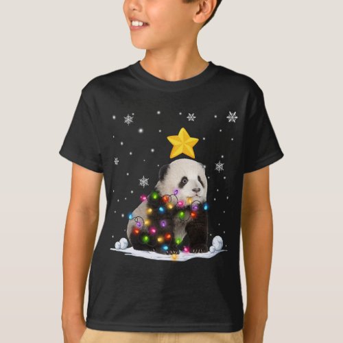 Funny Xmas Panda Bear Animals Lover Christmas Tree T_Shirt