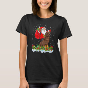 Funny Xmas Santa Claus Riding Newfoundland Dog Chr T-Shirt
