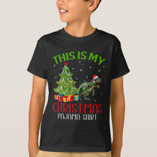 Funny Xmas Santa Lights This Is My Dinosaur Christ T-Shirt