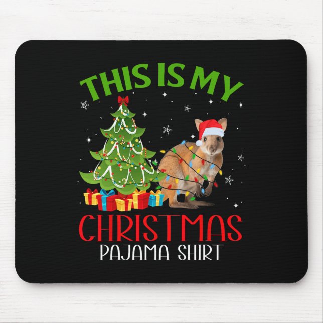 Funny Xmas Santa Lights This Is My Kangaroo Christ Mouse Pad (Front)