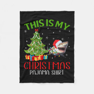 Funny Xmas Santa Lights This Is My Shark Christmas Fleece Blanket
