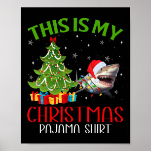 Funny Xmas Santa Lights This Is My Shark Christmas Poster