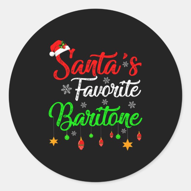 Funny Xmas Santas Favorite Baritone Christmas  Classic Round Sticker (Front)