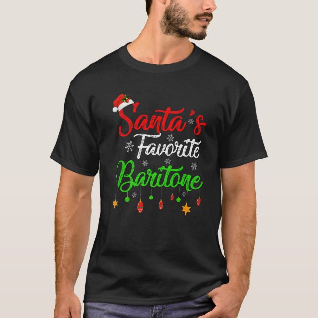 Funny Xmas Santa's Favorite Baritone Christmas T-Shirt (Front)
