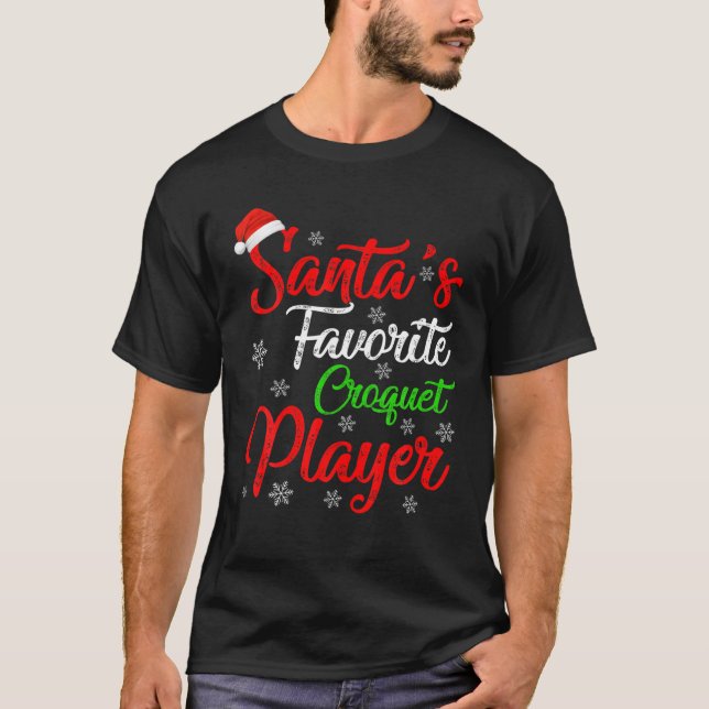 Funny Xmas Santa's Favorite Croquet Player Christm T-Shirt (Front)
