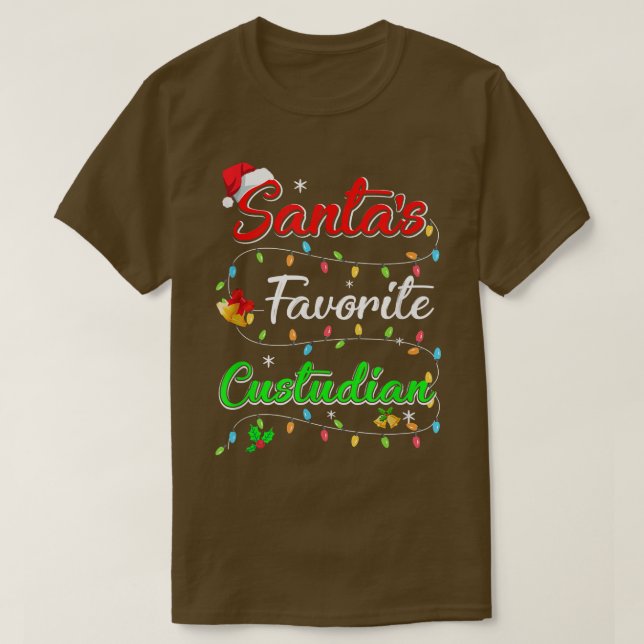 Funny Xmas Santa's Favorite Custodian Christmas T- T-Shirt (Design Front)
