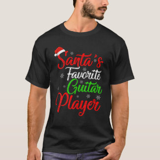 Funny Xmas Santa's Favorite Guitar Player Christma T-Shirt