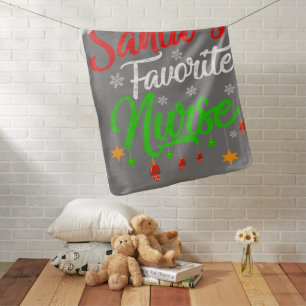 Funny Xmas Santa's Favorite Nurse Christmas Baby Blanket