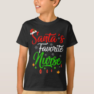 Funny Xmas Santa's Favorite Nurse Christmas T-Shirt
