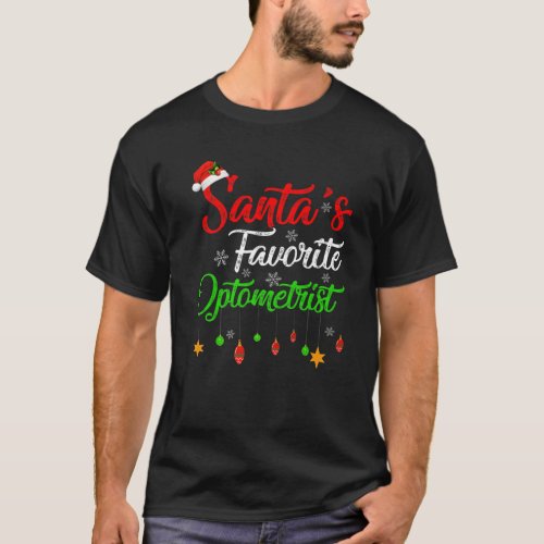 Funny Xmas Santas Favorite Optometrist Christmas T_Shirt
