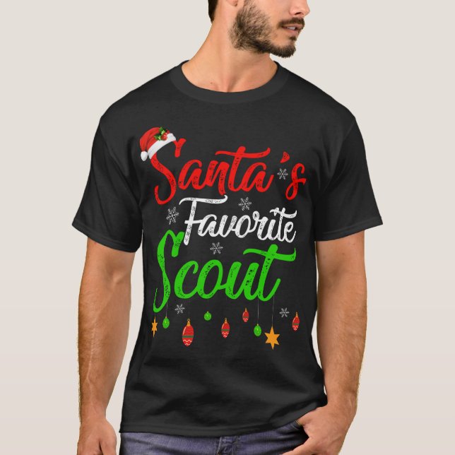Funny Xmas Santa's Favorite Scout Christmas T-Shirt (Front)