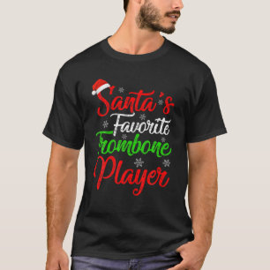 Funny Xmas Santa's Favorite Trombone Player Christ T-Shirt