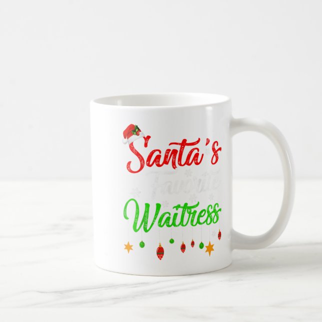 Funny Xmas Santa's Favorite Waitress Christmas  Coffee Mug (Right)