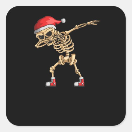 Funny Xmas Skeleton Dance Square Sticker