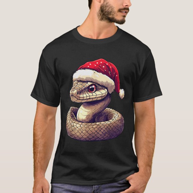 Funny Xmas Snake Lovers Christmas Pajama Snake San T-Shirt (Front)