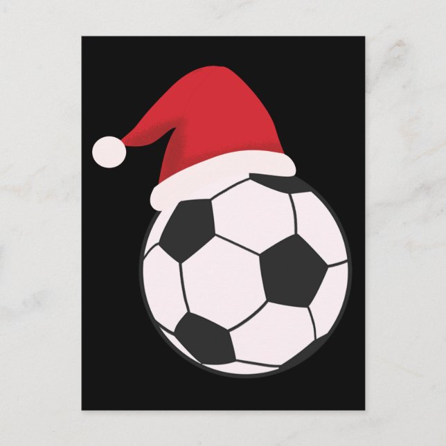Funny Xmas Soccer Ball Santa Hat, Soccer Lover Postcard (Front)