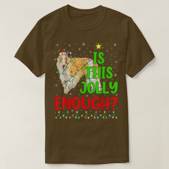 Funny Xmas Tree Is This Jolly Enough Borzoi Christ T-Shirt (Design Front)