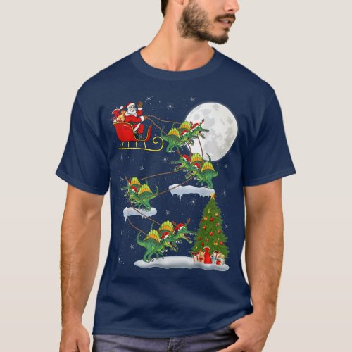 Funny Xmas Tree Santa Riding Spinosaurus Dinosaur  T_Shirt