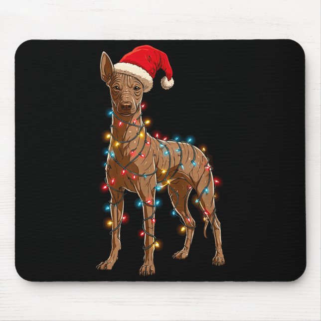 Funny Xoloitzcuintli Christmas Graphic Dog Lights  Mouse Pad (Front)