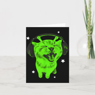 Funny Y2k Alien Cat Meme Retro Silly Cat Vintage S Card