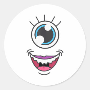 Funny Y Monster Eyeball Face Halloween Classic Round Sticker