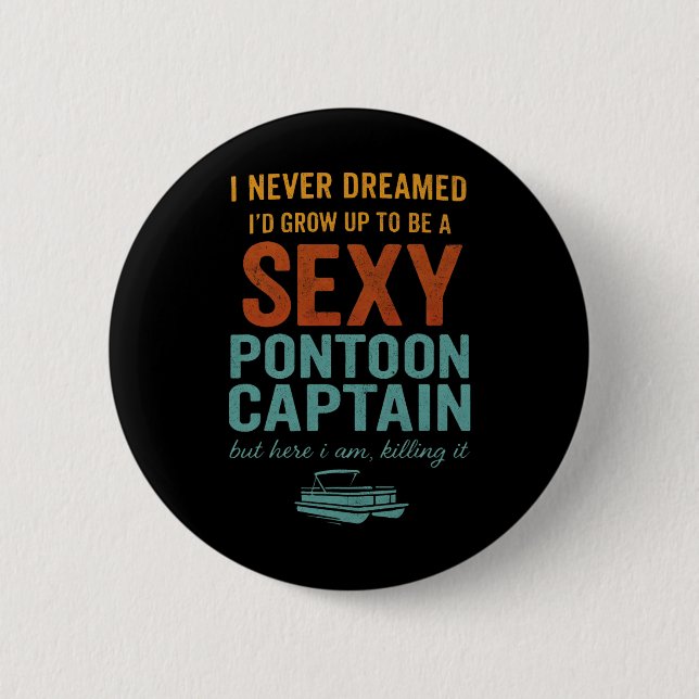 Funny Y Pontoon Captain Tee Funny Lake Boating Gif Button (Front)