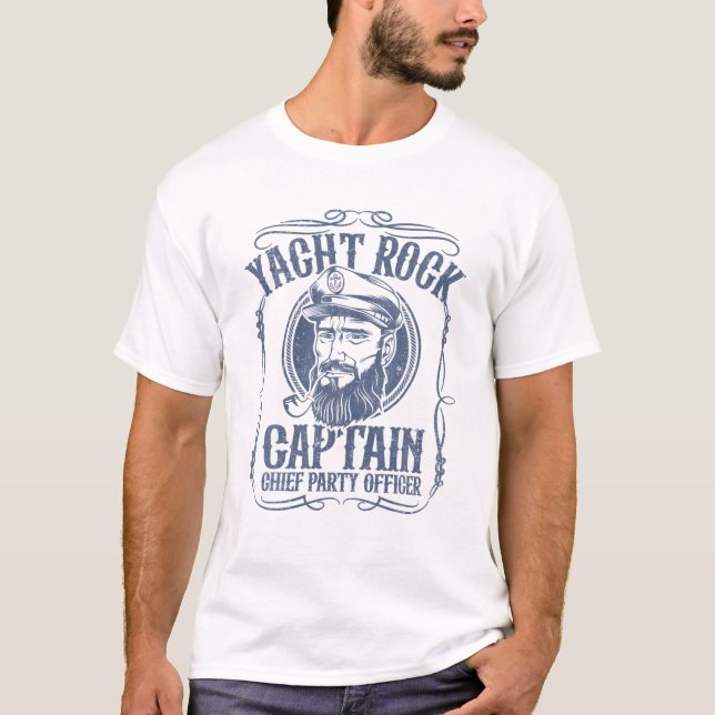 Funny Yacht Rock Captain Pontoon Boat Party Music T-Shirt (Front)