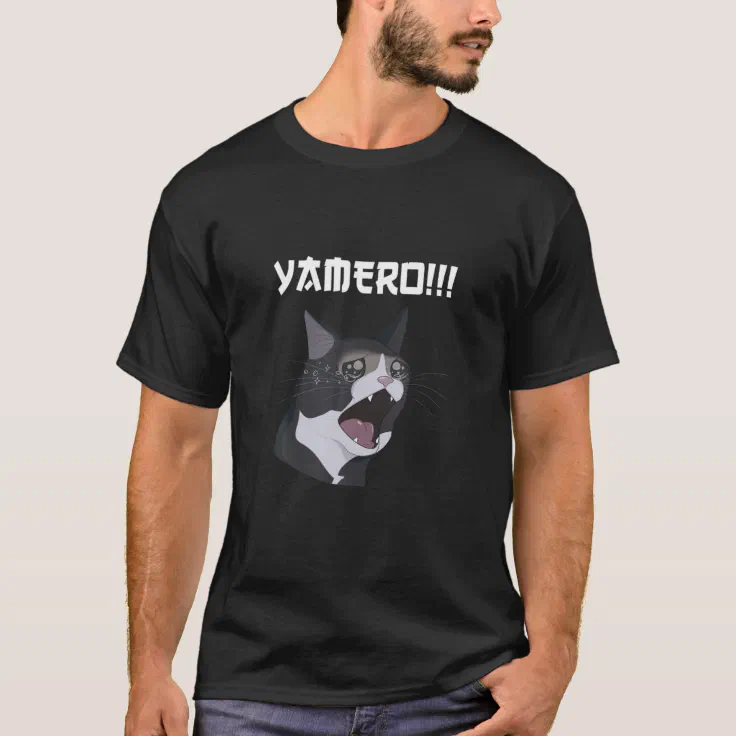 Funny Yamero Cat Meme Yamero Cat, A Sad Cat Scream T-Shirt | Zazzle