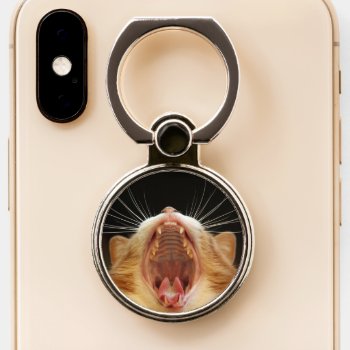 Funny Yawning Cat Phone Grip by FantasyCases at Zazzle