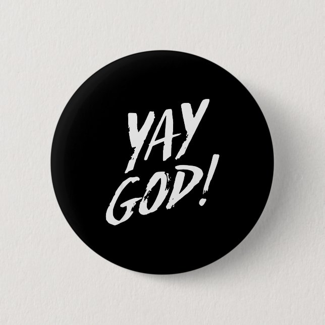 Funny Yay God Graphic Jesus Christian Religion Gif Button (Front)