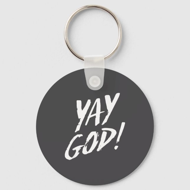 Funny Yay God Graphic Jesus Christian Religion Gif Keychain (Front)