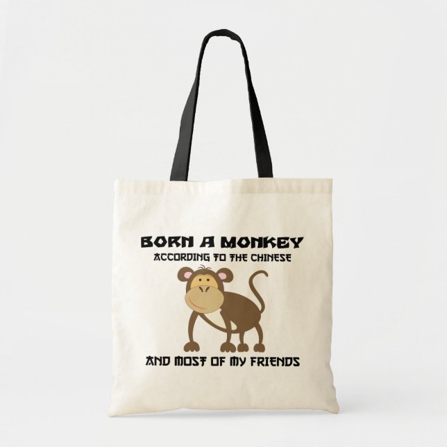 Funny Year of The Monkey "Born A Monkey" Tote Bag (Front)