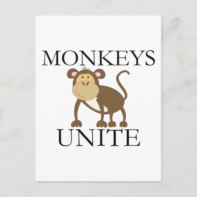 Funny Year of The Monkey "Monkeys Unite" Holiday Postcard (Front)