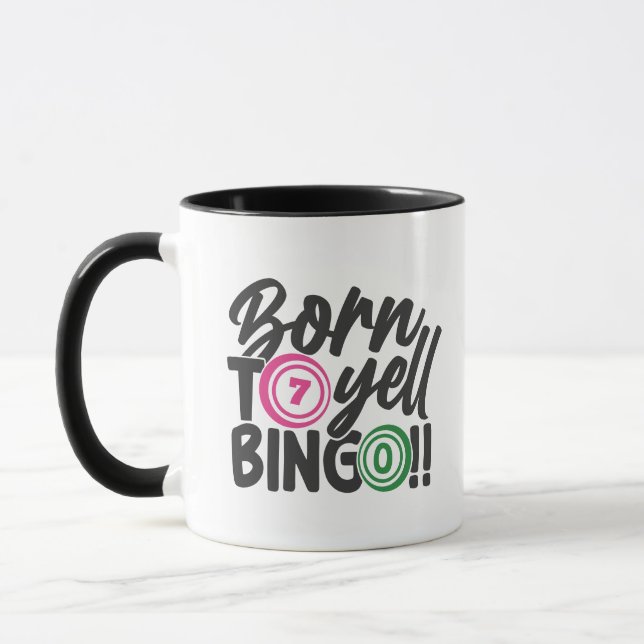 Funny yell Bingo word art  Mug (Left)