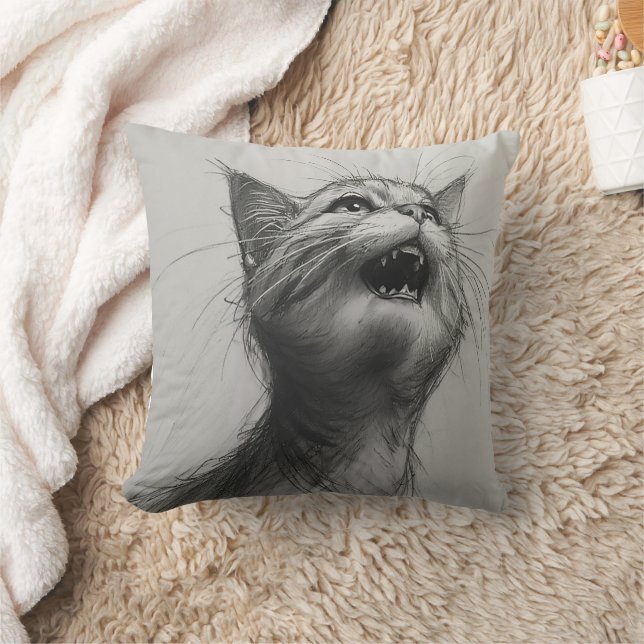 Funny Yelling Cat Meme Accent Pillow | Sarcastic H (Blanket)
