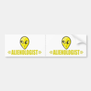 Funny Yellow Alien Bumper Sticker