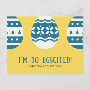 Funny Yellow and Blue Decorated Egg Postcard