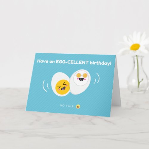 Funny Yellow and Blue Egg Pun Card