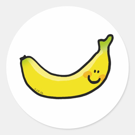 Funny yellow banana classic round sticker