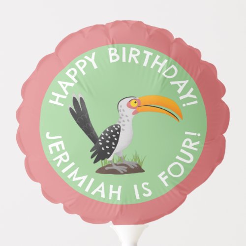 Funny yellow billed hornbill personalized birthday balloon