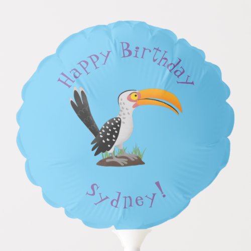 Funny yellow billed hornbill safari bird cartoon balloon
